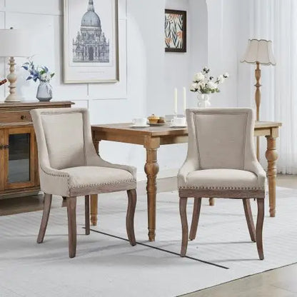 Eetkamerstoel – Stoel – Zithoekstoel – Stoelset – Zwarte Stoel – Set Van 2 – Massief Houten Poten – Comfortabele Dikke Stoffering