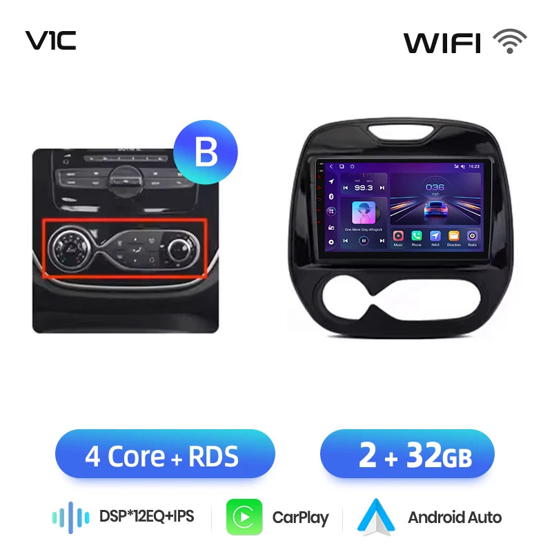 Android Autoradio – Car Multimedia Speler – Auto Radio Systeem – Auto Head Unit – Renault Captur Kaptur 2016-2019 – 9 Inch HD Touchscreen – Draadloos CarPlay & Android Auto