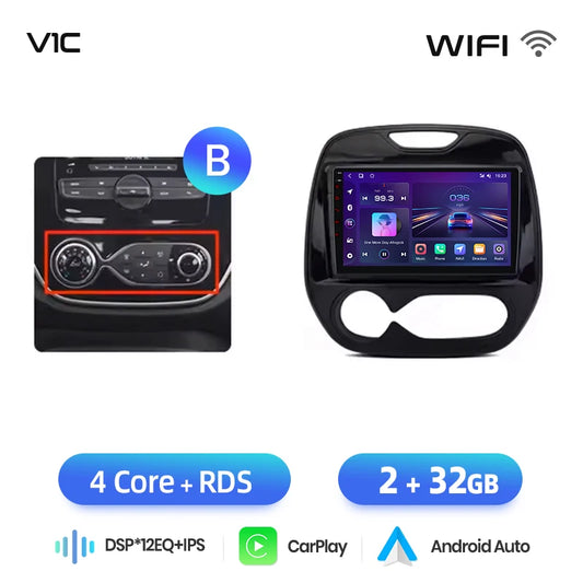 Android Autoradio – Car Multimedia Speler – Auto Radio Systeem – Auto Head Unit – Renault Captur Kaptur 2016-2019 – 9 Inch HD Touchscreen – Draadloos CarPlay & Android Auto