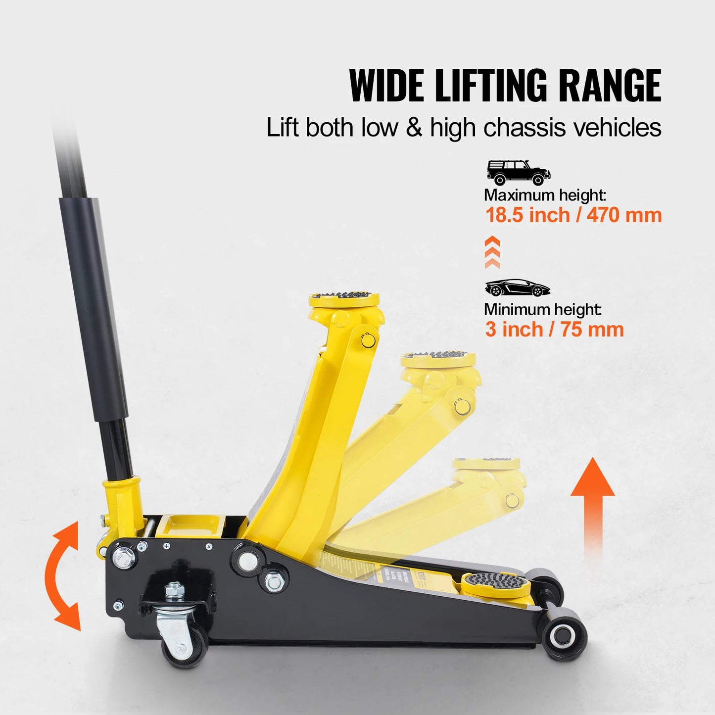 Autokrik Hydraulisch - Krik - Garagekrik - Laagprofiel Vloerkrik - 2 Ton - Motorlift - Heavy-Duty IJzeren Constructie - Dubbele Pomp - Ideaal voor Auto's en Motorsporttoepassingen