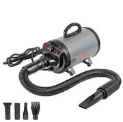 Professionele Hondenfohn - Waterblazer voor Honden - Hondenfohn met 4 Opzetstukken -Stil Design met geluidsdemper - Verstelbaar Vermogen - Zwart - QUORE