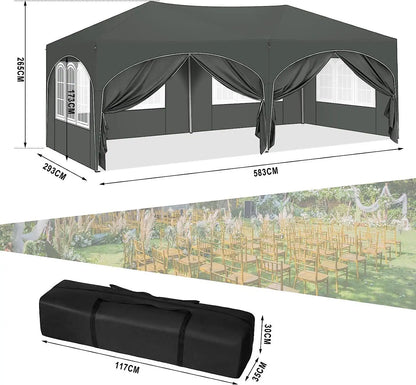 Tuinpaviljoen – Partytent – Outdoor Tent – Tuinkamer – Markttent – Waterdicht – 3x6 Meter – UV-Bescherming - Grijs