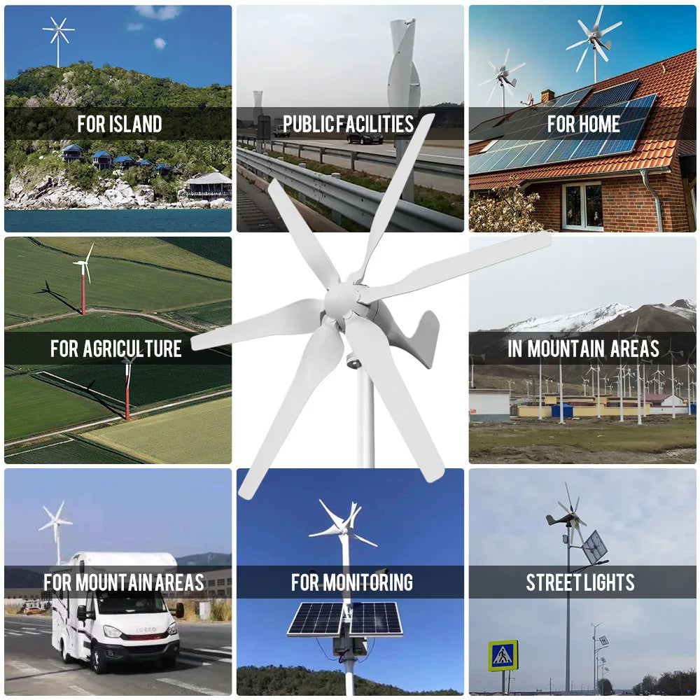 3000W Verticale Windturbine – Windmolen – Windgenerator – Windenergie Set – Duurzame Energie – 12V Met MPPT-Controller – 6 Bladen Voor Laagstartende Windsnelheid