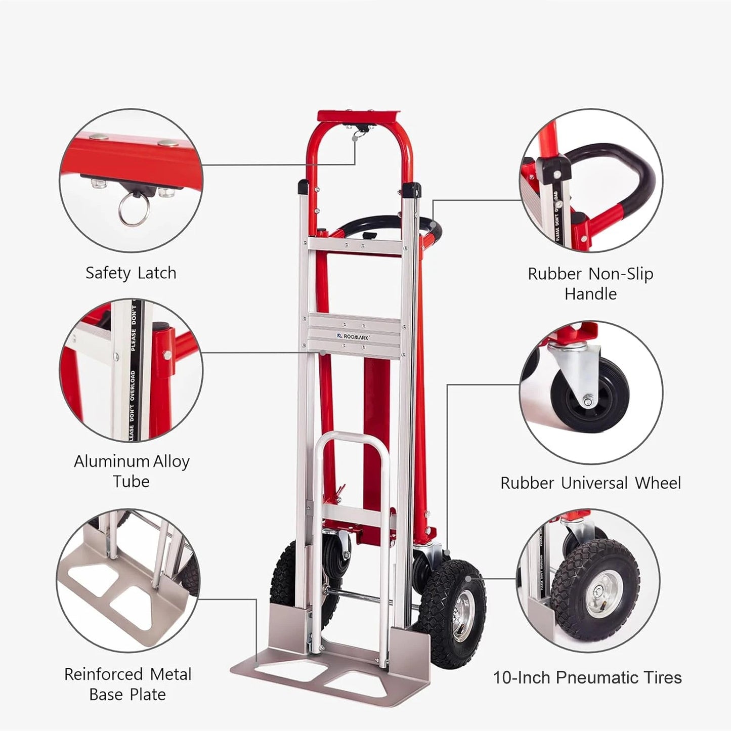 Steekwagen - Steekkar - Transportkar - Transportwagen - 3-in-1 Convertible Handtruck Dolly - 1000 lb Capaciteit - Telescopisch Frame – Non-Slip Wielen – Rood - QUORE