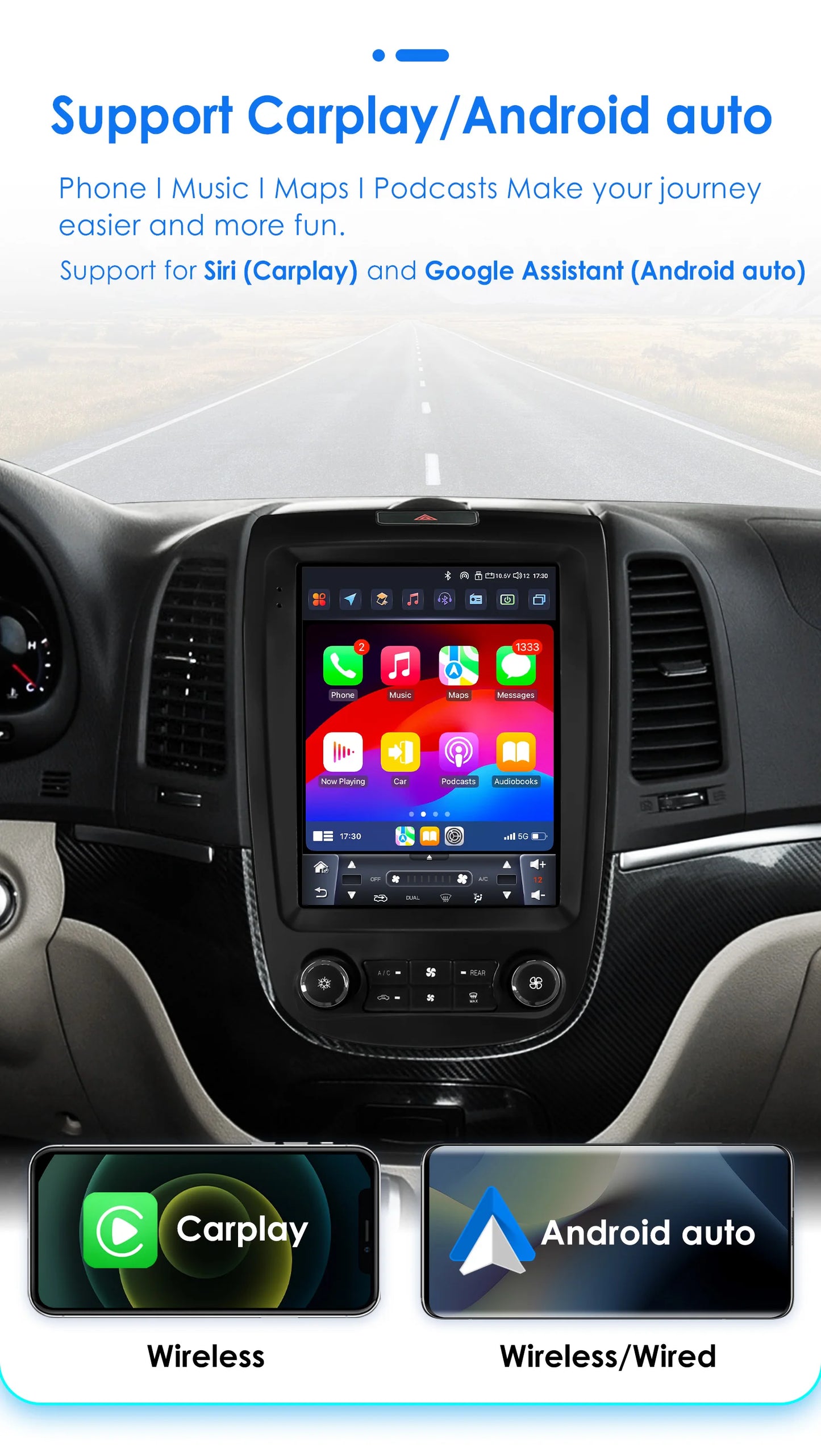 Autoradio – Multimedia Speler – GPS Navigatie – 2DIN Stereo – Bluetooth Connectiviteit – 9,7 Inch Touchscreen – Android 13 Systeem – 360° Camerasteun