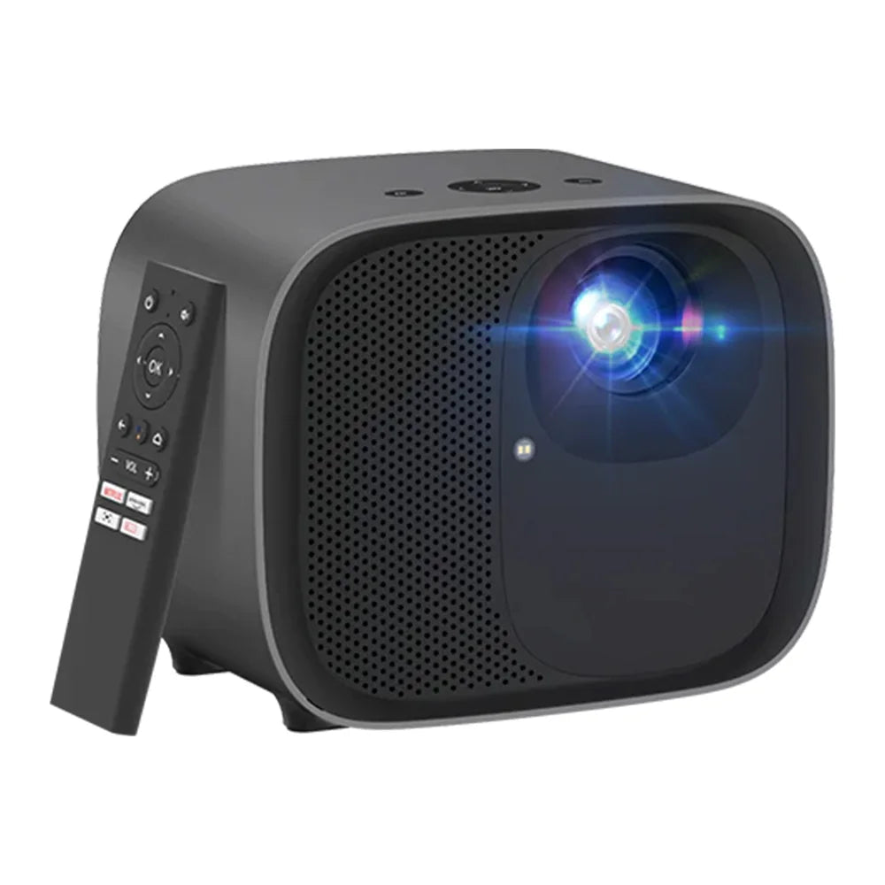 Mini Beamer - Projector - Digitale Beamer - Draagbaar - 1080P - LED - Met Autofocus - 2.4GHz & 5GHz WiFi - 600 ANSI - 4K Decoding - HDMI - AV & Audio Out - 19V DC - USB - 90W - 16.8 x 13.5cm - Zwart