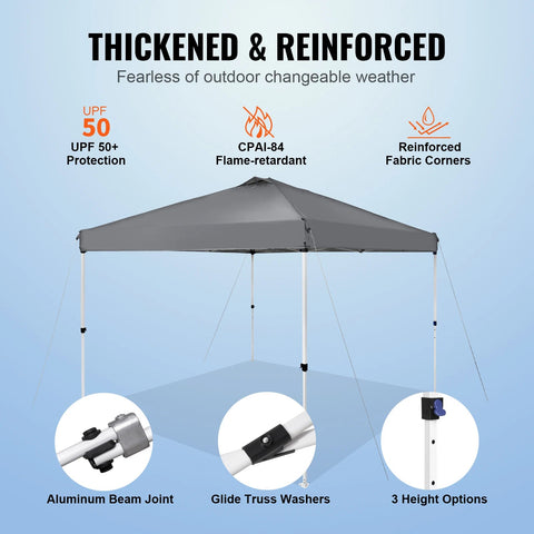 Canopy Tent - Canopy - Party Tent - Canopy Awning - Canopy - Pop Up Canopy Tent - with Portable Roll Bag and 4 Sandbags Waterproof and Sun-Proof Gazebo - 10x10ft Grey