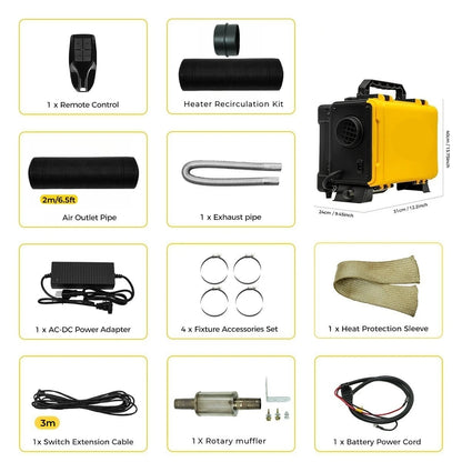 Diesel Air Heater – Luchtverwarmer – Parkeerstand Verwarming – Camper Heater – Mobiele Dieselverwarmer – 8KW Vermogen – Bluetooth App & LCD Display