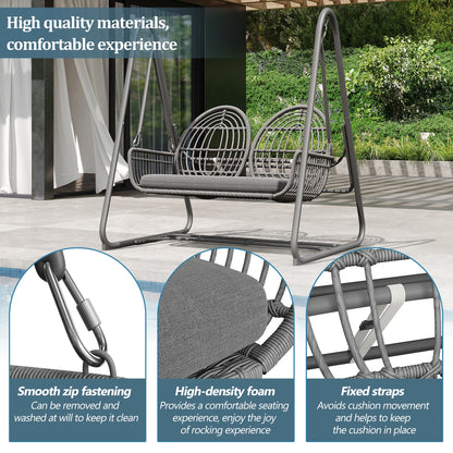 2-Persoons Schommelstoel – Tuinbank – Buitenstoel – Zitzak – Relaxstoel – Metalen Frame – Wasbare Kussens