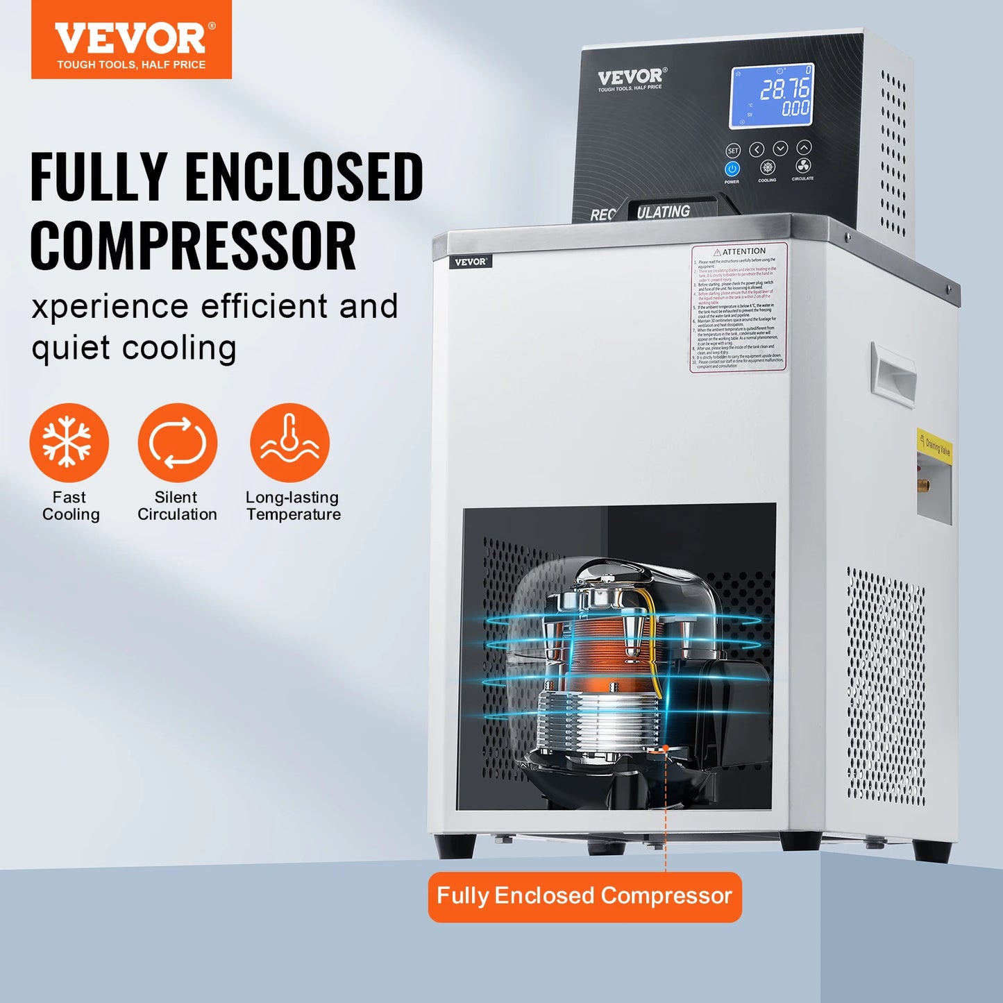 Laboratoriumkoeler – Labkoeler – Temperatuurregelaar – Circulator – Koelsysteem – 900W Vermogen – Roestvrij Stalen Reservoir