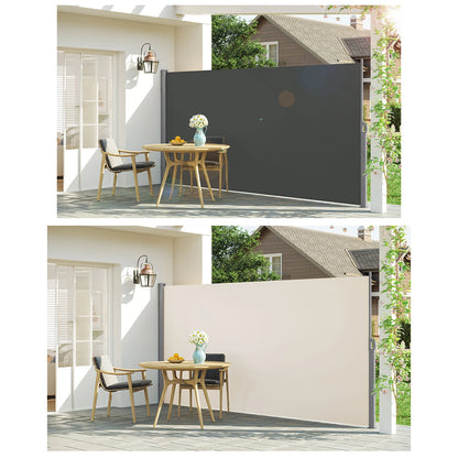 Zijdelingse Luifel – Balkonzeil – Terrasdoek – Privacy Scherm – Windscherm – Waterafstotend Polyester – Verstelbaar Frame - 160x450cm - Grijs