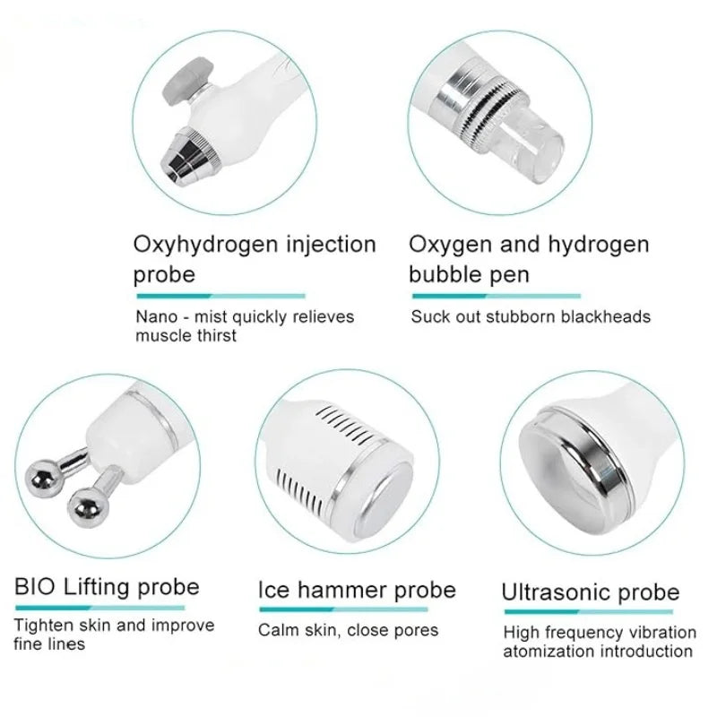 6-in-1 Hydrodermabrasie Machine – Huidverzorgingsapparaat – Gezichtsreinigingsapparaat – Anti-Acne – Huidverjonging – 35W Vermogen – Vacuum Tot 90 kPa