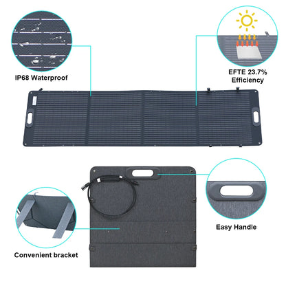 Zonnepaneel - Sun Power -  Zonneenergie - 200W - 12V tot 24V - Flexibel ETFE Zonnepaneelen -Opvouwbaar – Draagbaar – Monokristallijn – IP68 Waterdicht – Geschikt voor Kamperen & Outdoor Gebruik