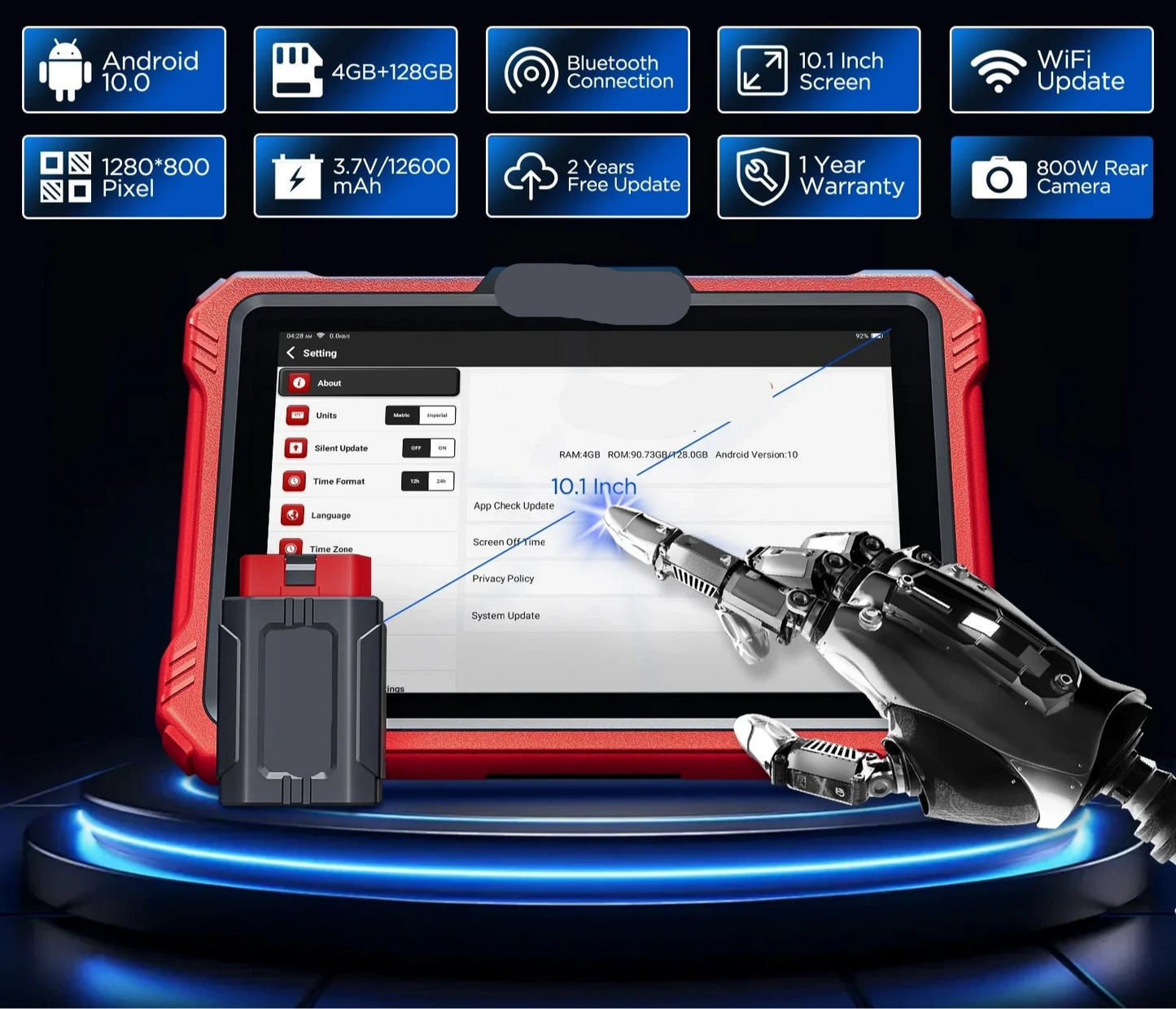Autodiagnoseapparaat – Diagnose Tool – Auto Scanner – Foutcode Lezer – Reparatie Scanner – 10,1 Inch Touchscreen – Bi-directionele Testfunctie