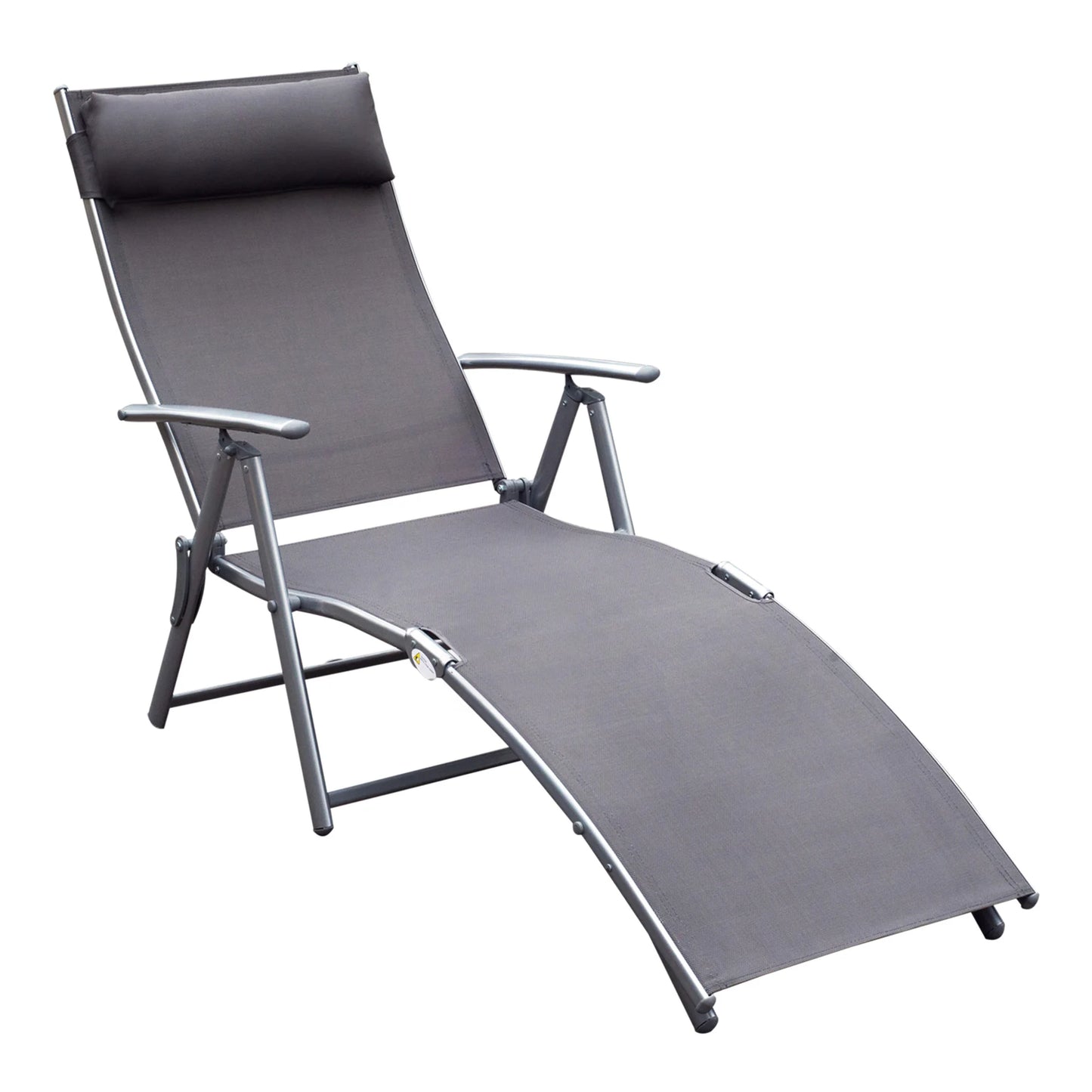 Outdoor Loungestoel - Opvouwbare Ligstoel - Loungestoel Tuin - Zonnebank - Terras & Zwembad Lounge - Verstelbare Rugleuning - Tuin Opvouwbare Stoel - 137 x 63.5 x 100.5 cm - Grijs