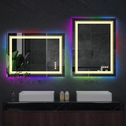 Badkamerspiegel - met Touchscreen - Wandspiegel - Montage - Frameloze - 60x80cm - Anti-condens - IP65 Waterdicht - Dimbaar - Verstelbare Verlichting - Modern Design
