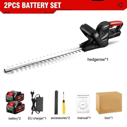 Heggenschaar – met Accu - Draadloze - Elektrische Snoeizaag - 7200SPM - 2000W - met Koolstofstalen Mes – 18V Accu – 51cm Dubbelzijdig Mes – Dubbele veiligheidsschakelaar - 2 Batterij