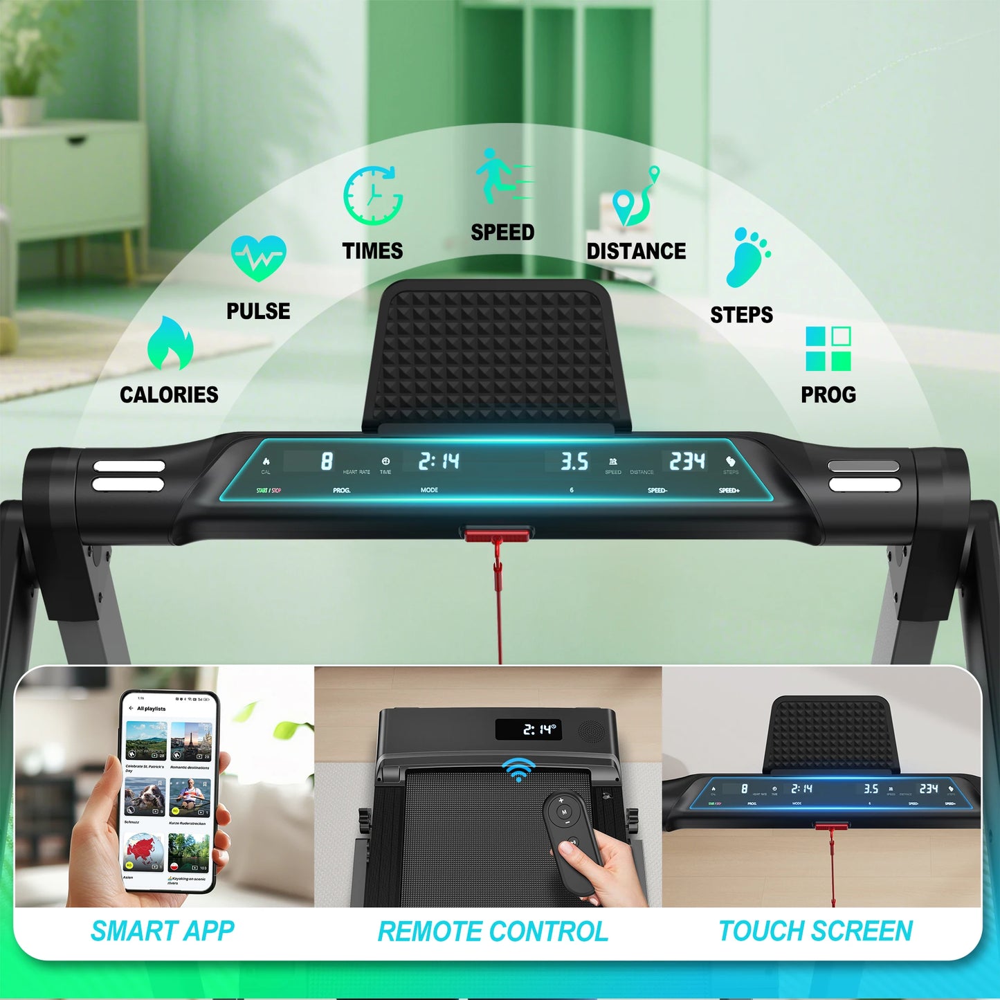 Loopband – Treadmill – Hometrainer – Hardloopband – Wandelband – Inklapbaar Ontwerp – 2,5 PK Motor & Bluetooth Speakers