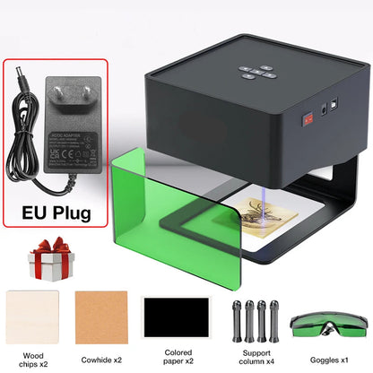 Lasergraveermachine - Graveermachine - Mini Draagbare Laser Graveermachine - 220V - 3000mW  - Laser Cutter - DIY CNC Logo Markeer- en Snijmachine - voor Hout, Kunststof en Leer (EU Stekker) - QUORE