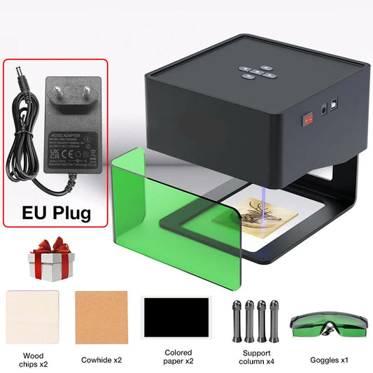 Lasergraveermachine - Graveermachine - Mini Draagbare Laser Graveermachine - 220V - 3000mW  - Laser Cutter - DIY CNC Logo Markeer- en Snijmachine - voor Hout, Kunststof en Leer (EU Stekker) - QUORE