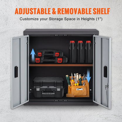 Wandkast - Kast - Locker - Opbergkast - Incl Slot en Sleutel - 54.5 Laadgewicht per Plank - Kluis - 66 x 30.5 x 66 CM - Garage - Muurkast - Cabinet - Zwart