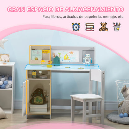 Kinderbureau – Kinderbureau Set – Kindertafel – Schrijftafel – Bureau Met Stoel – Whiteboard Werkblad – Afgeronde Hoeken Veilig Design