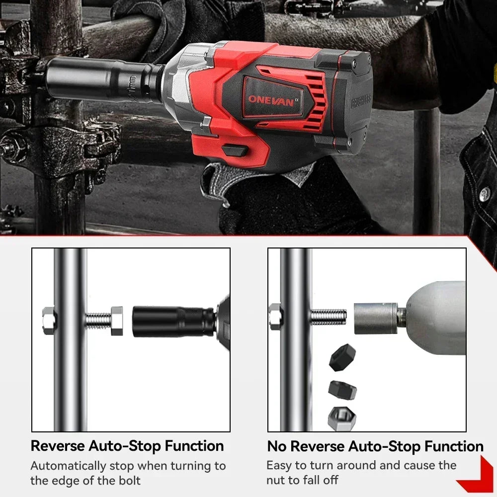 Slagmoersleutel - met Accu - Slagschroevendraaier - Brushless - 1200Nm Draadloze - Elektrische - Koppel -21V Batterij - Handgereedschap - Zonder Accu - Rood