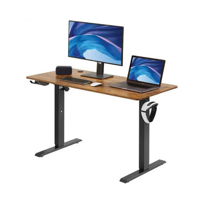 Zit-Sta Bureau - Bureautafel - Computer Tafel - Laptoptafel - Elektrisch - Hoogteverstelbaar - 55.1x23.6inch - voor Gaming en Thuiskantoor - 85kg Draagcapaciteit - Bruin