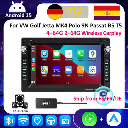 Autoradio – Multimedia Speler – Inbouw Radio – Navigatiesysteem – Handsfree Systeem – 7 Inch Full Touchscreen – Draadloze Apple CarPlay & Android Auto