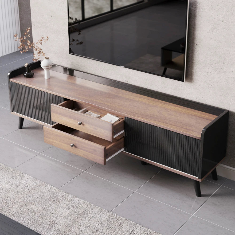 Tvmeubel – TV-Kast – Televisiemeubel – Media Kast – Entertainment Center – Zwart Houtlook – Geschikt Voor 40-49 Inch TV