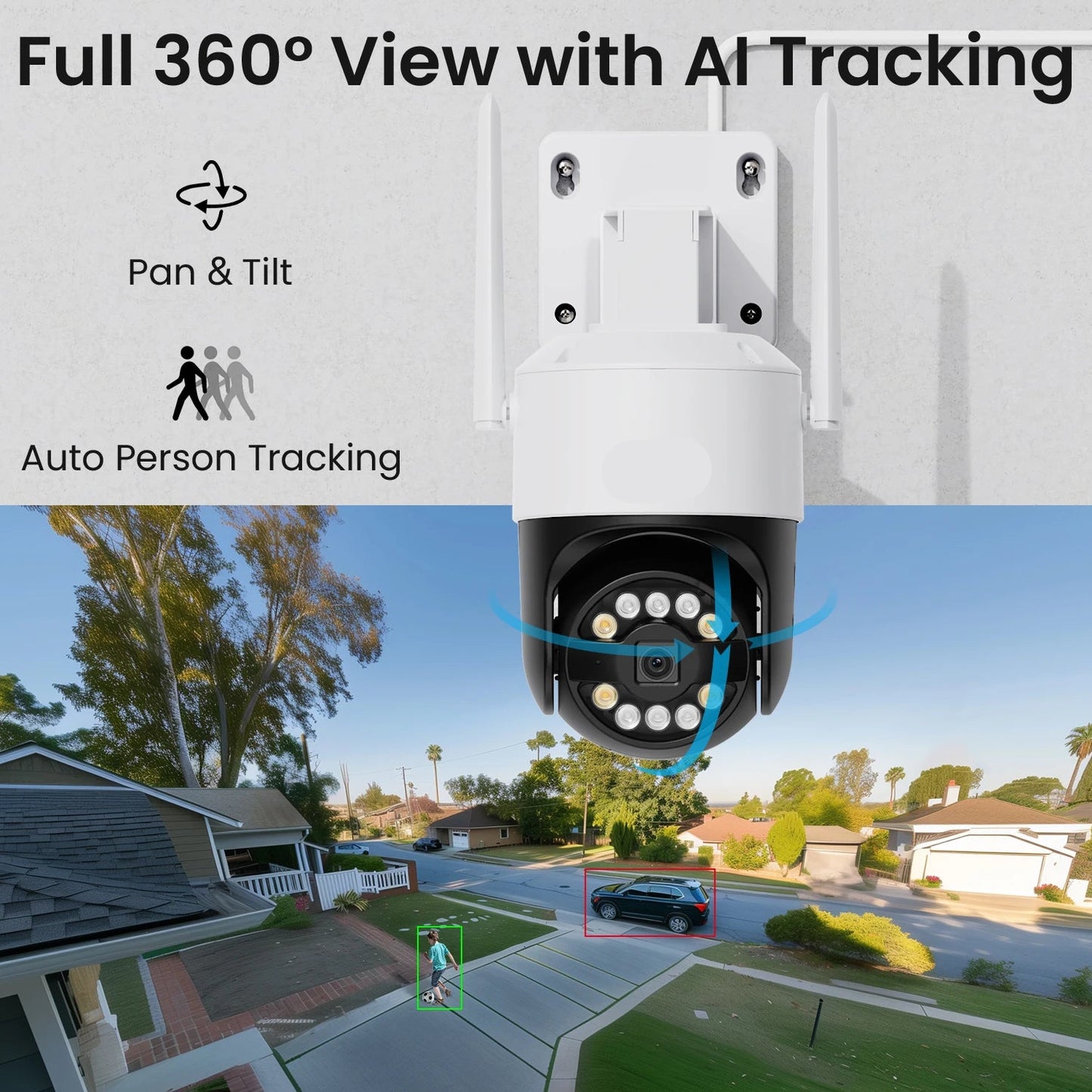 Beveiligingscamera – 4 Stuks - Camerabewaking – Inbraakbeveiliging – Buitencamera – Binnencamera – 4K Ultra HD – Pan & Tilt 360° draaibaar - QUORE