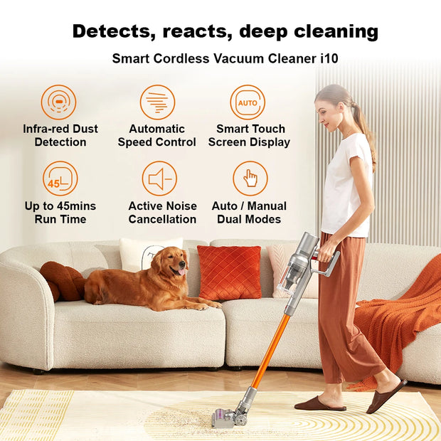 Cordless Stick Vacuum Cleaner - Stick Vacuum Cleaner - Vacuum Cleaner - Cordless Stick Vacuum Cleaner - Powerful Suction - 27KPa - Touchscreen - Cyclone Type - Handheld Vacuum Cleaner - Gray