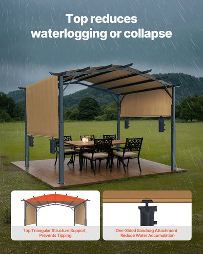 Pergola – Tuinoverkapping – Schaduwdoek – Buitenverblijf – 12x10 Foet– Stalen Frame – Waterafstotend Polyester