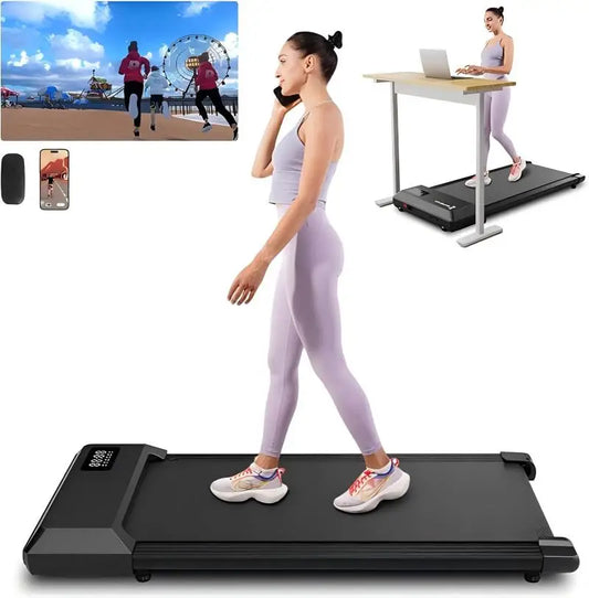 Loopband - Wandelband - Walking Pad - Hardloopband - Loopbanden - 2-in-1 - 2.2HP - 45dB - Vouwbare - Afstandsbediening - App-besturing - voor Thuis en Kantoor - Zwart - QUORE