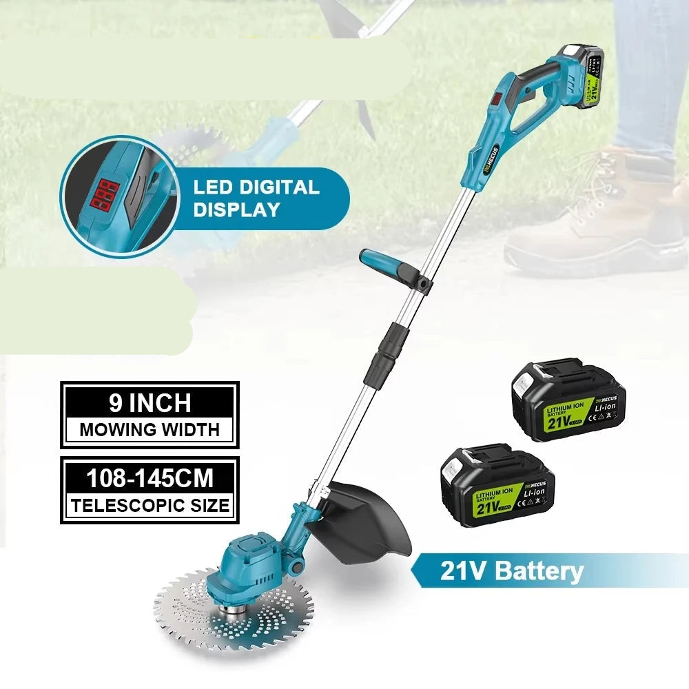 Grasmaaier - Grastrimmer - Tuingereedschap - Handcultivator - Elektrische - 9 Inch - Inklapbare - Draadloze - Brushless - Geschikt voor 18V Accu – 2 Accu’s Meegeleverd - Telescopische Handgreep - QUORE