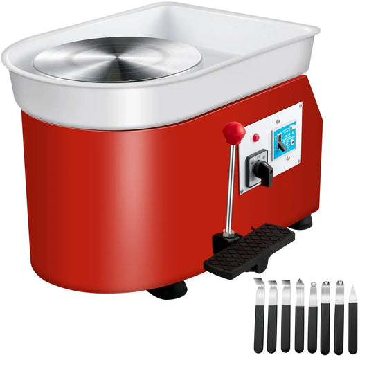 Elektrische Pottenbakkersschijf – Pottery Wheel / Modellering Schijf – Draaischijf voor Kleien en Keramiek – 25 cm Schijf – 280W Motor – Stil & Krachtig – Ideaal voor Beginners & Hobbyisten – Rood
