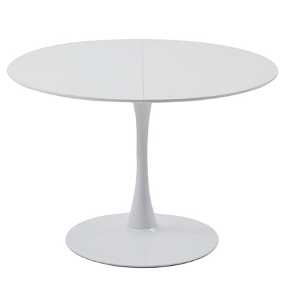 Ronde Eettafel Met Stoelen – Eettafelset – Eetkamerset – Eetkamermeubels – Scandinavisch Design – 110 Cm Diameter – PU-Leren Stoelen - QUORE
