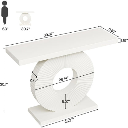 Sidetable – Consoletafel – Haltafel – Accenttafel – Salontafel – Modern Geometrisch Metaal Onderstel – Warm Houten Tafelblad 120x30 cm