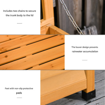 Tuinbox - Tuinkussenbox - Buitenkast - Tuinspullen - met Open Deksel - Luikontwerp - Stevig - Duurzaam - voor Tuin - Terras - Buiten - Hout - 127 x 56 x 60 cm - Natuurlijk Hout - QUORE