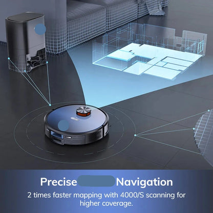 Robotstofzuiger – Robotstofzuiger met Dweilfunctie – Robotstofzuiger 2-in-1 – Automatische Zelflediging – Slimme Navigatie – 3000Pa Zuigkracht – 60 Dagen Handsfree schoonmaken