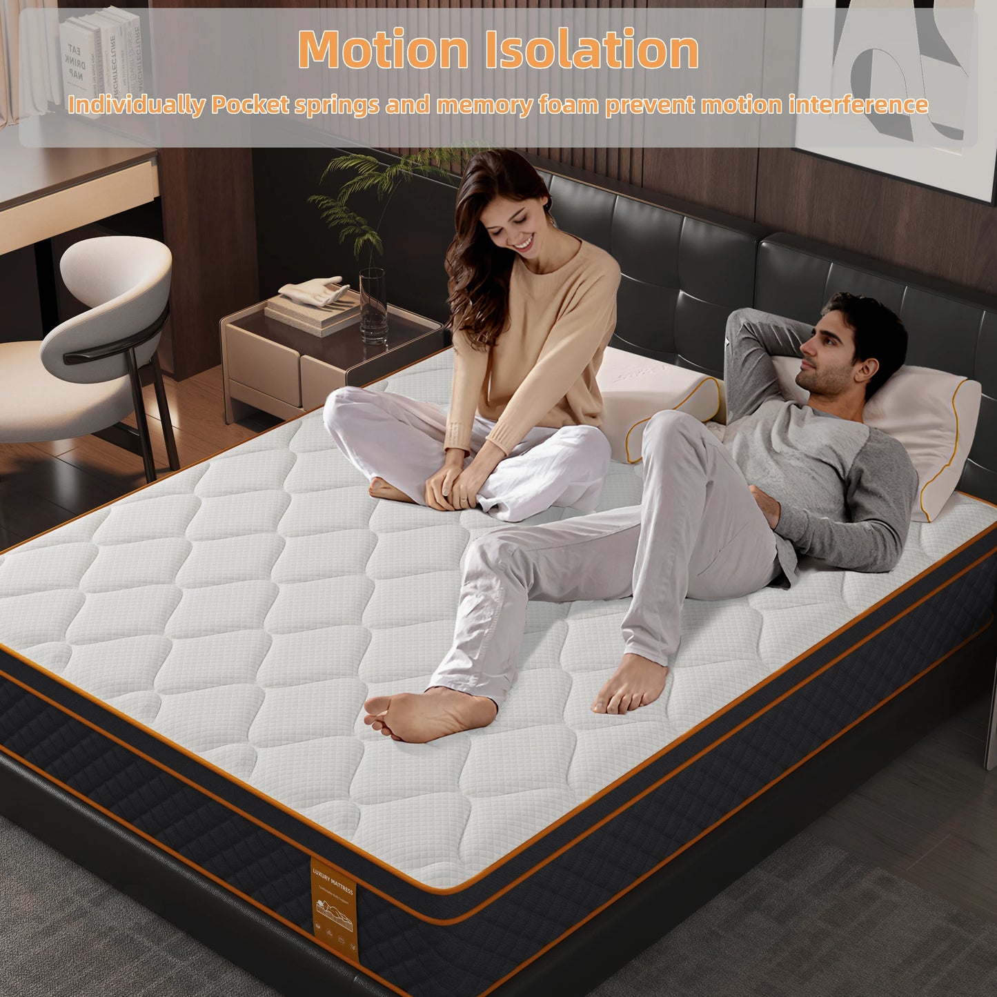SKSBTF Pocket Spring Mattress 25cm Thick Memory Foam Mattresses Hybrid Breathable Noiseless Adults Sleep Zoned Support Bed Mats