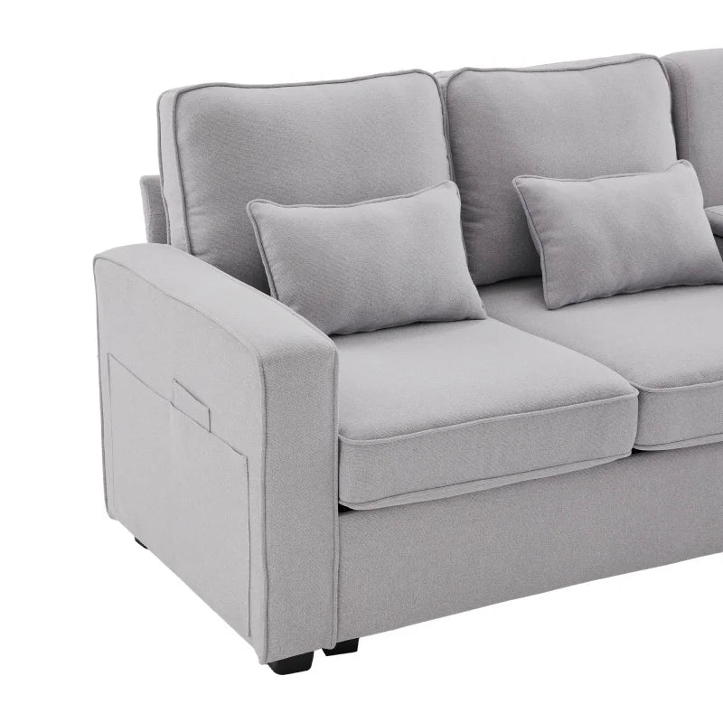 Bank – Sofa – Zitbank – Loveseat – Linnen Bekleding – USB-Poort – Bekerhouders