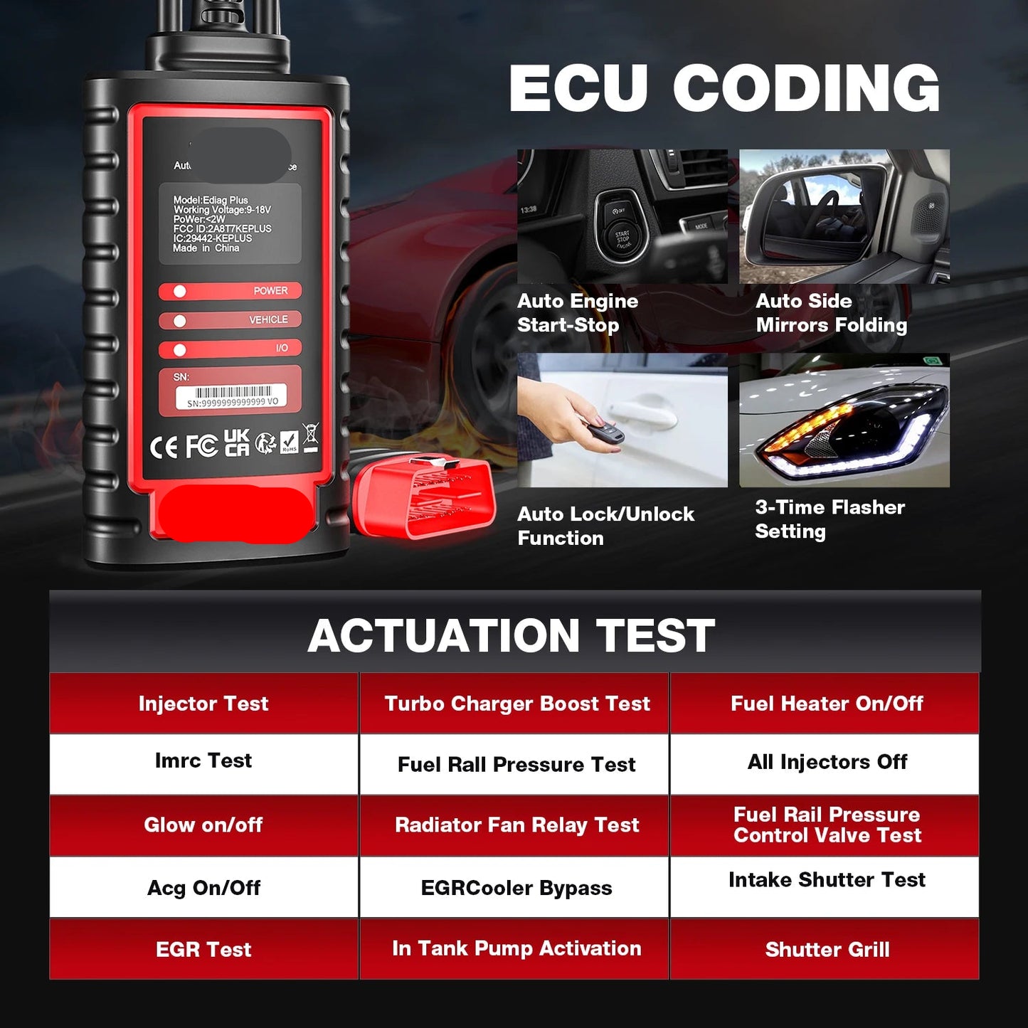 Ediag Plus OBD2 Scanner – Auto Diagnosetool – Foutcodelezer – ECU Coder – Bluetooth Diagnostiek – Volledige Systeemdiagnose – CAN-FD Ondersteuning