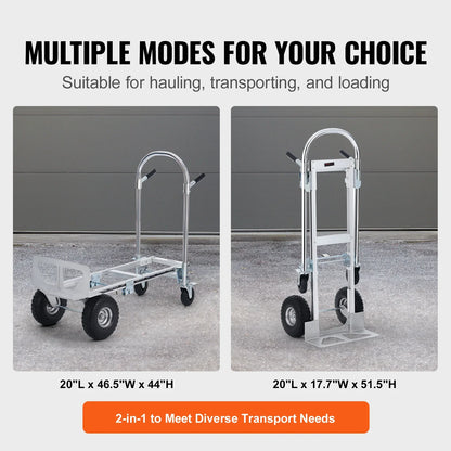 Steekwagen - Transportkar - Transportwagen - Magazijnwagen - Platformwagen -  2 in 1 - Opvouwbare - Aluminium - 360 kg Capaciteit - Heavy-Duty Trolley voor Magazijn, Supermarkt en Tuin - Steekkar