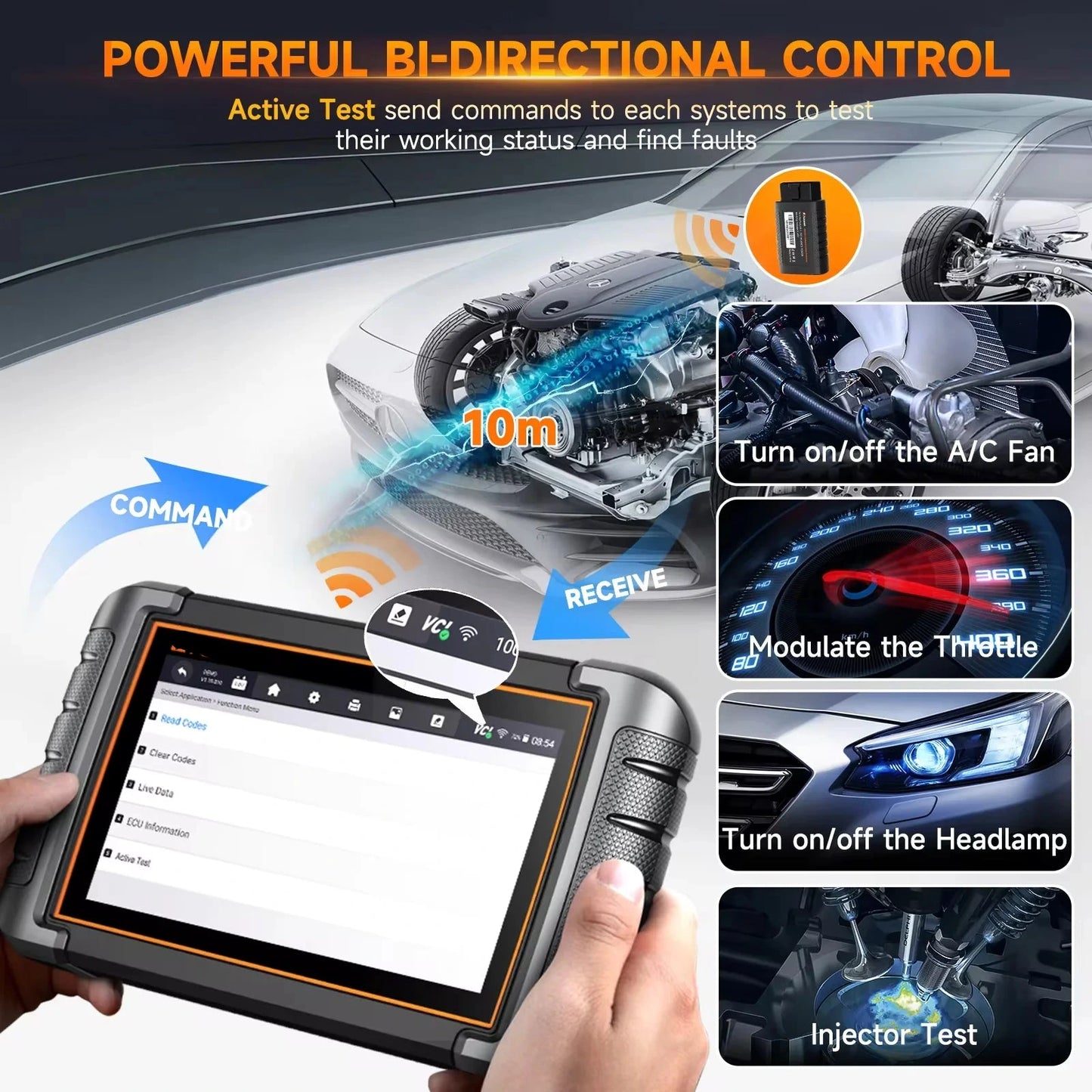 OBD2 Scanner - Diagnosecomputer - OBD - All System Scan - Bi-directionele Test - 30+ Resets - Bidirectionele Functies - 7 Inch - Touchscreen