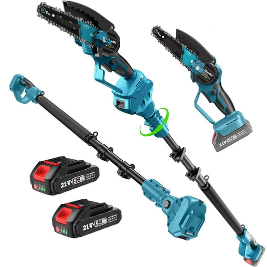 Snoeizaag – Telescopische Snoeizaag – Mini Kettingzaag – Elektrische Snoeizaag – Verstelbare Steel – Borstelloze Motor – 2 Batterijen 2000 mAh