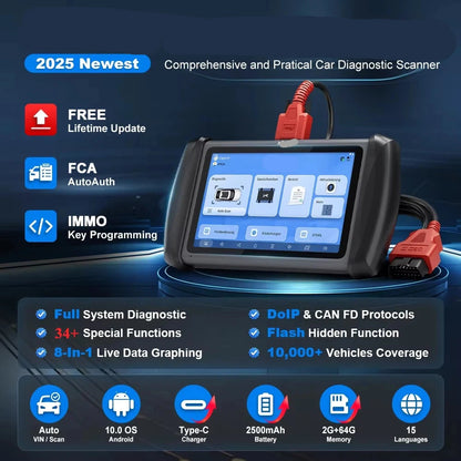 Auto Diagnoseapparaat – OBD Scanner – Voertuig Diagnosetool – Auto Scanner – 34+ Resetfuncties – 7-Inch Touchscreen - QUORE
