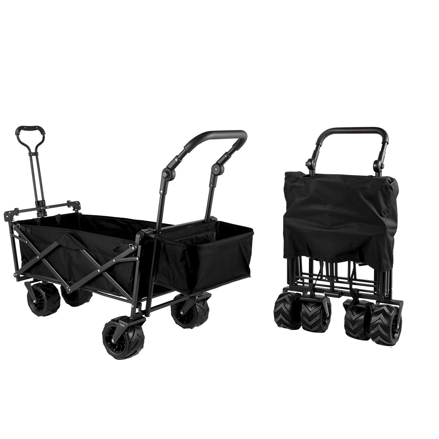 Bolderwagen – Bolderkar – Opvouwbare Wagen – Transportwagen – Tuinkar – 100 Kg Laadvermogen – 600D Oxford Polyester - Zwart