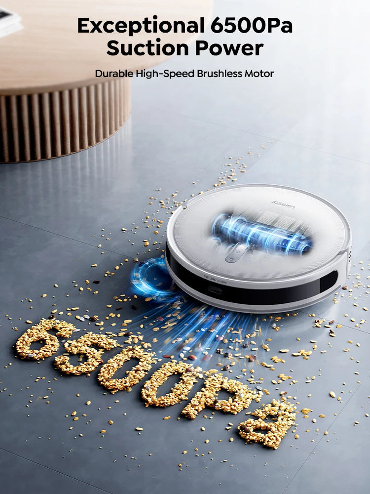 Robot vacuum cleaner with mopping function - Robot vacuum cleaner - Mopping robot - 6500Pa - Suction power - LiDAR navigation - App - Voice control - 150 min battery life - HEPA filter - 33x33x8.3cm