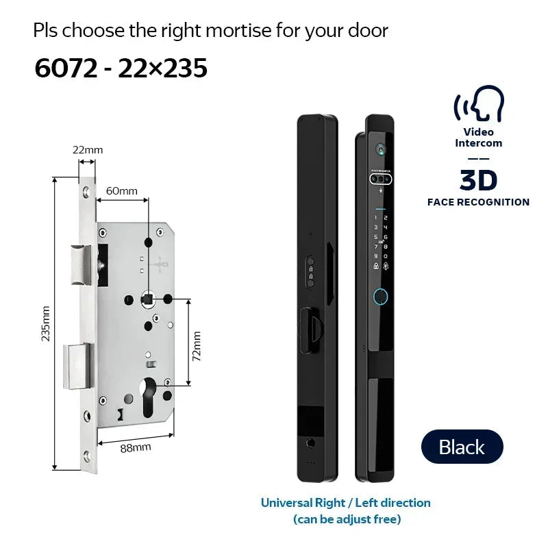 Slimme Deurslot – Elektronisch Slot – Biometrisch Slot – Cijferslot – App Slot – 6 Ontgrendelmethodes – IP66 Waterdicht - 6072 - Zwart